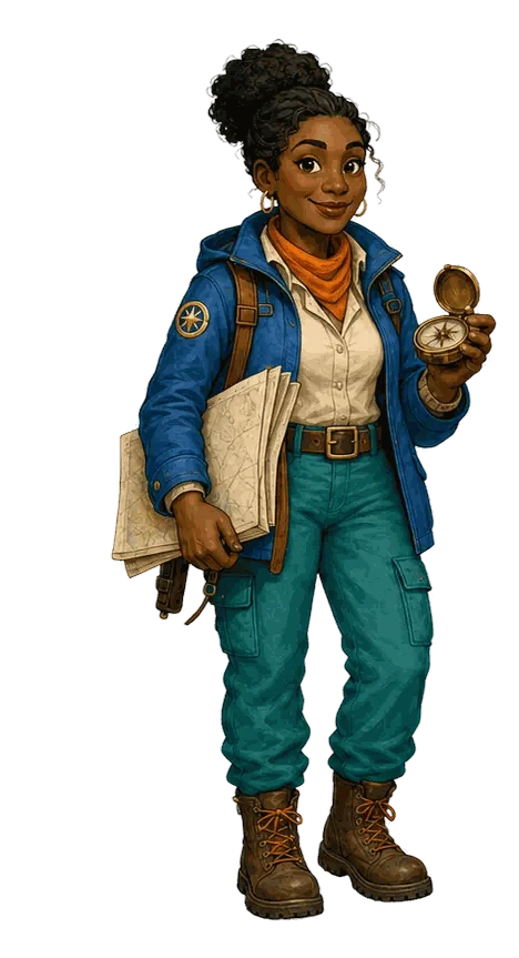 Captain Amara, WorldHop's guide