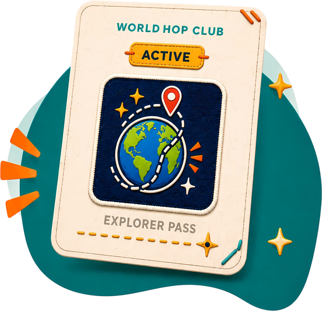 The WorldHop Club explorer pass. Free forever.
