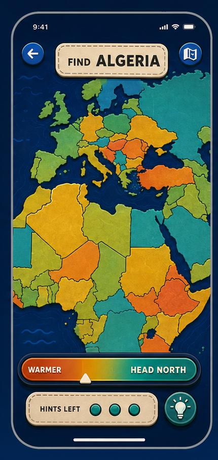 WorldHop map hunt screen