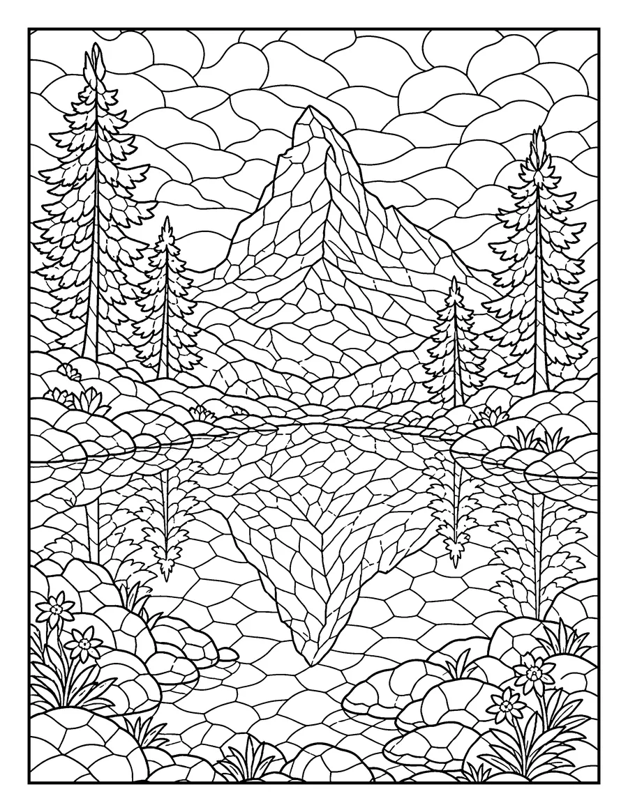 Mosaic colouring page of the Matterhorn