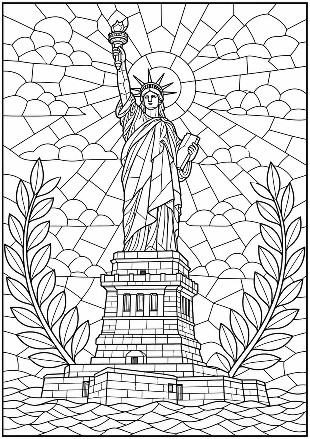 Statue of Liberty mosaic colouring page